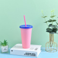 Amazon Hot Selling 16oz/24 oz custom Plastic Cold Water Color Changing Cup 24 oz Reusable Plastic Color Changing Tumblers